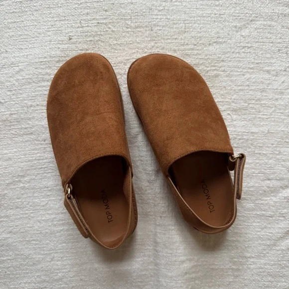 Women’s Suede Platform Slingback Clogs - Brown - Picture 2 of 7